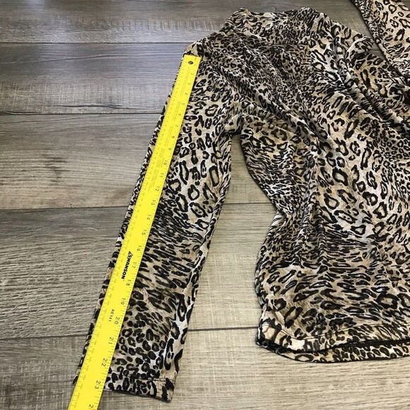 Unbranded Sheer Cheetah Print Long Sleeve Mock Turtleneck Blouse See Sizing - Picture 11 of 15